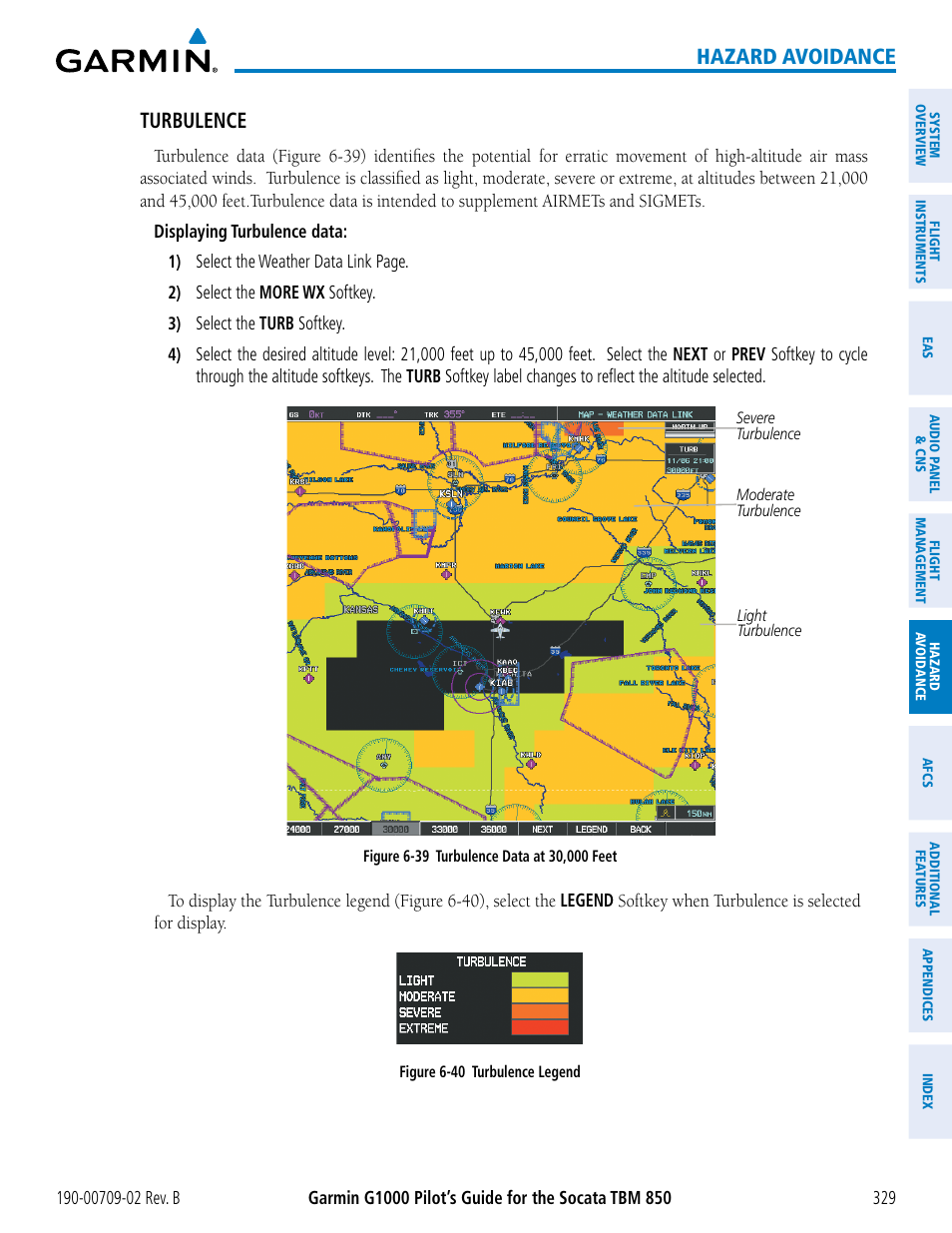 Hazard avoidance, Turbulence | Garmin G1000 Socata TBM 850 User Manual | Page 343 / 600