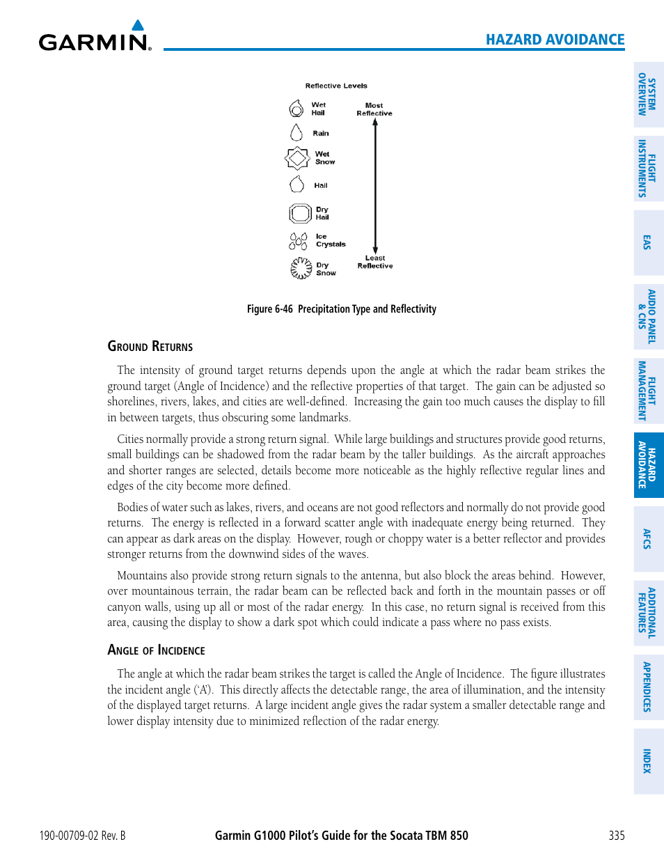 Hazard avoidance | Garmin G1000 Socata TBM 850 User Manual | Page 349 / 600