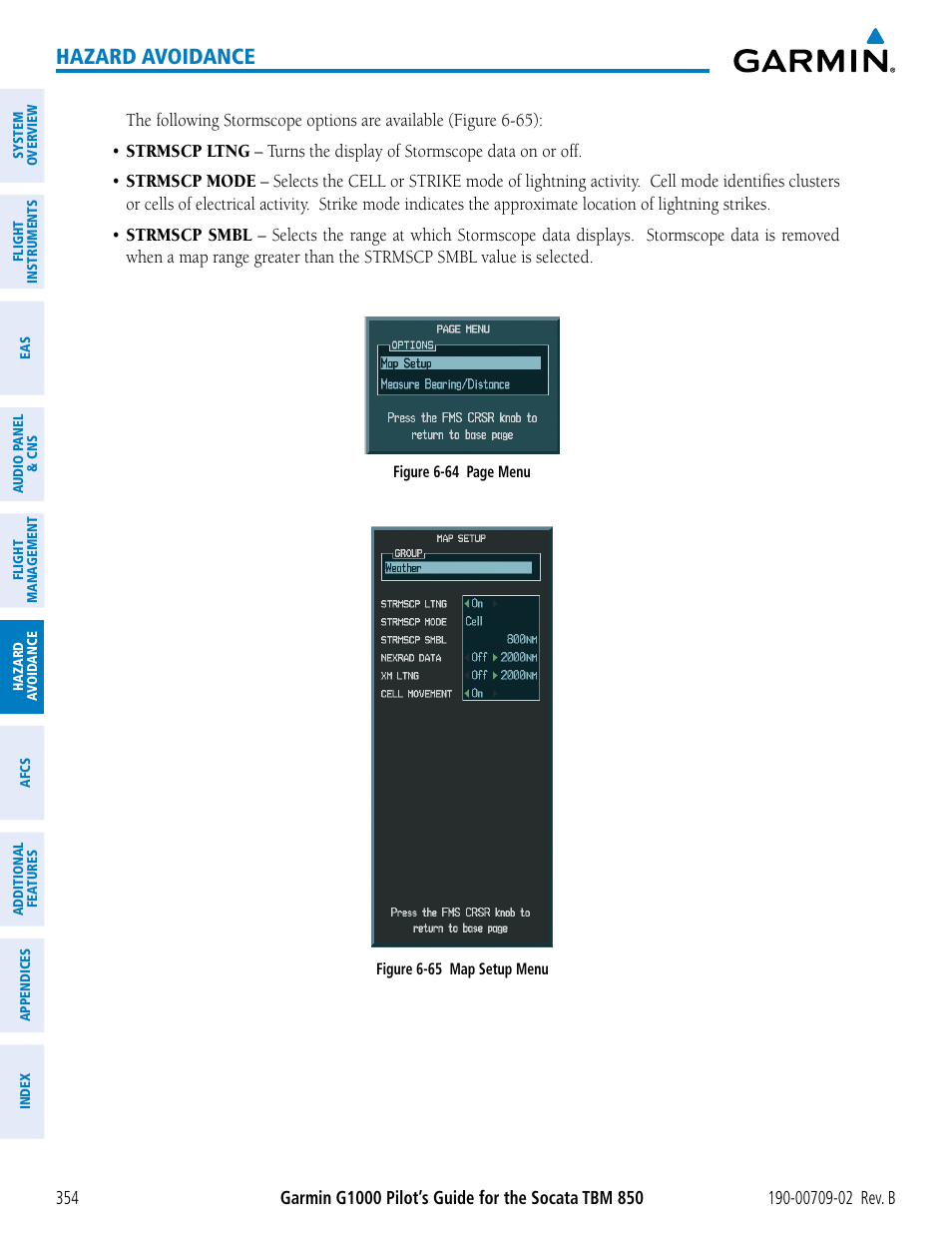 Hazard avoidance | Garmin G1000 Socata TBM 850 User Manual | Page 368 / 600