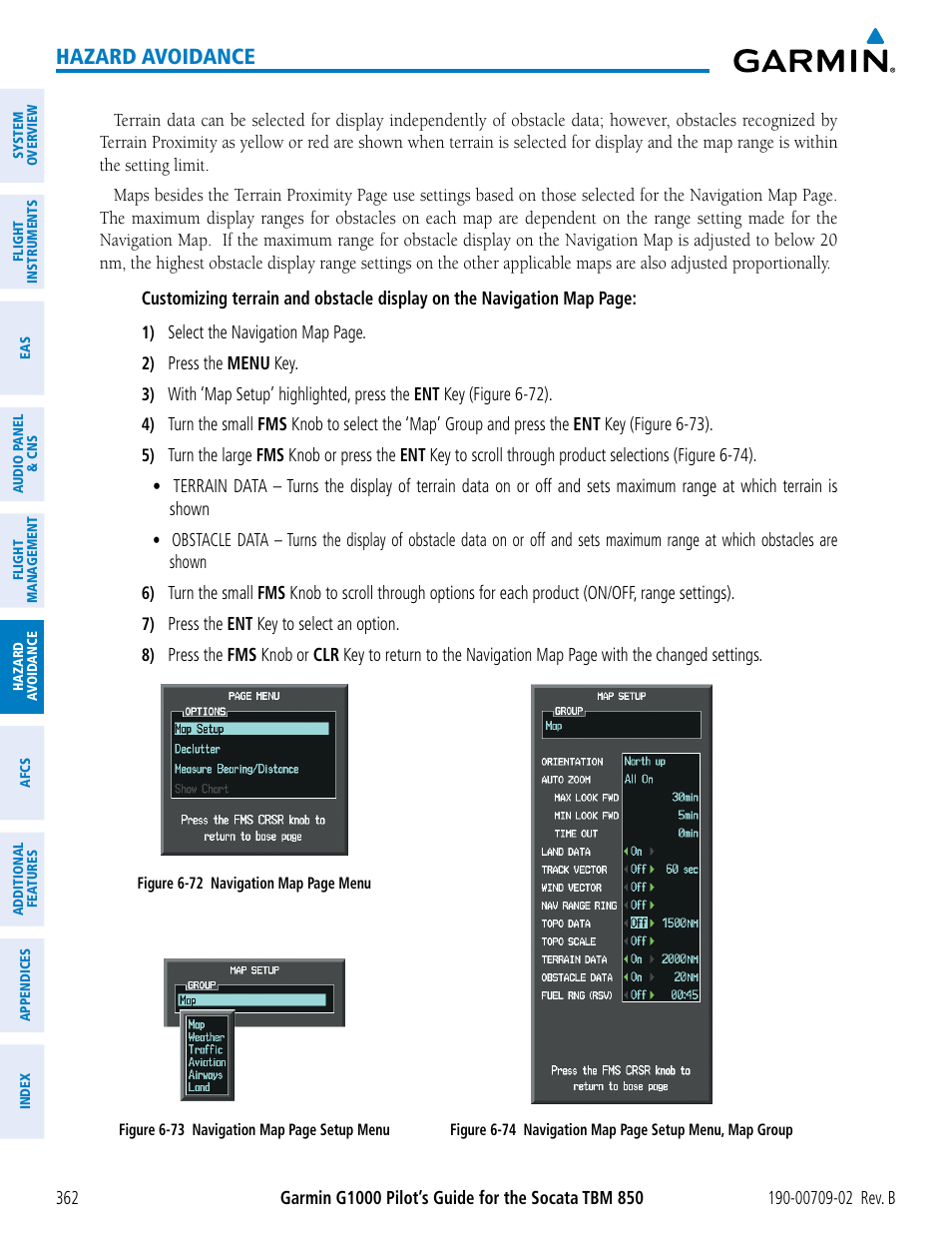 Hazard avoidance | Garmin G1000 Socata TBM 850 User Manual | Page 376 / 600