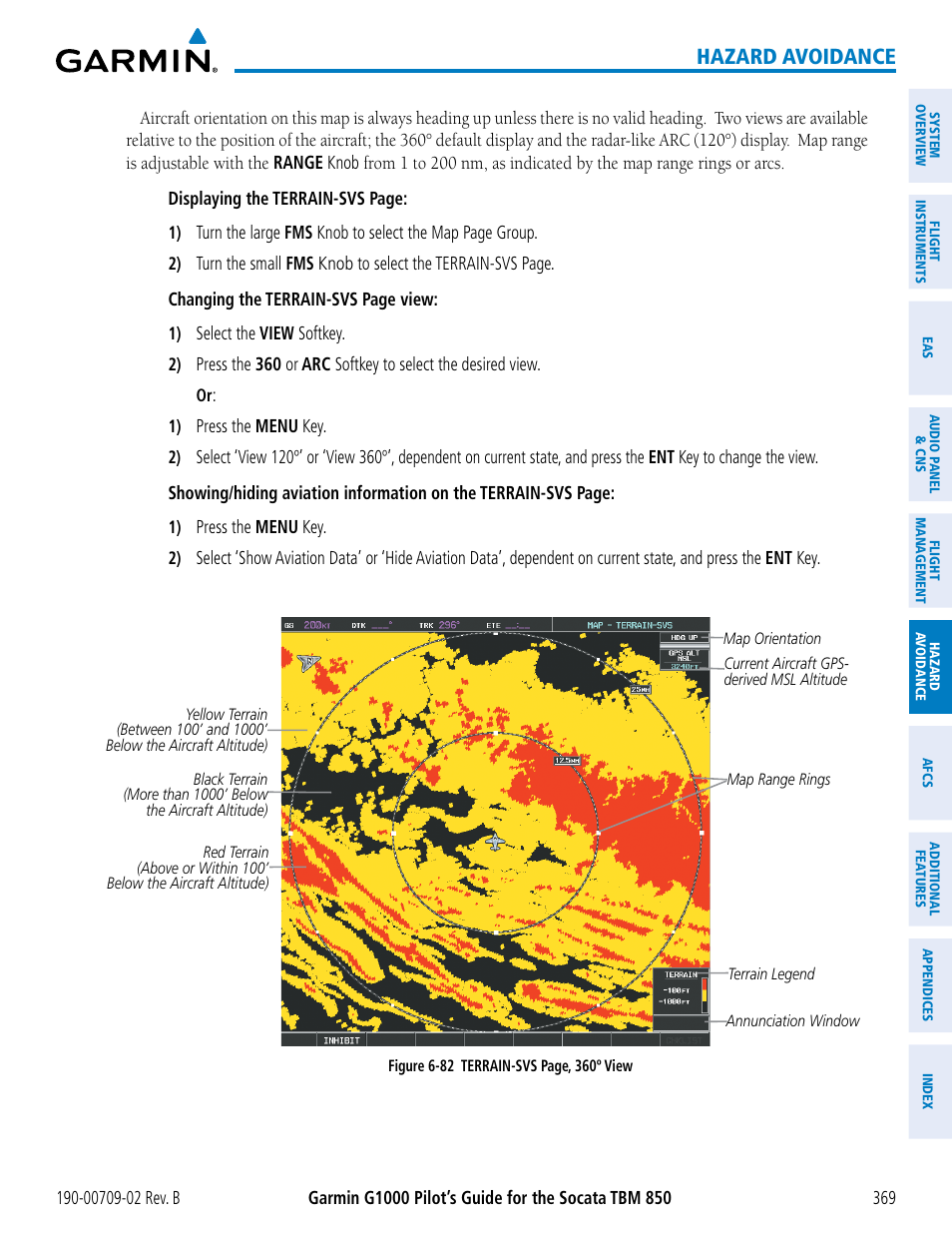 Hazard avoidance | Garmin G1000 Socata TBM 850 User Manual | Page 383 / 600