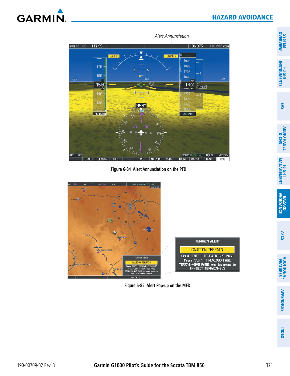 Hazard avoidance | Garmin G1000 Socata TBM 850 User Manual | Page 385 / 600