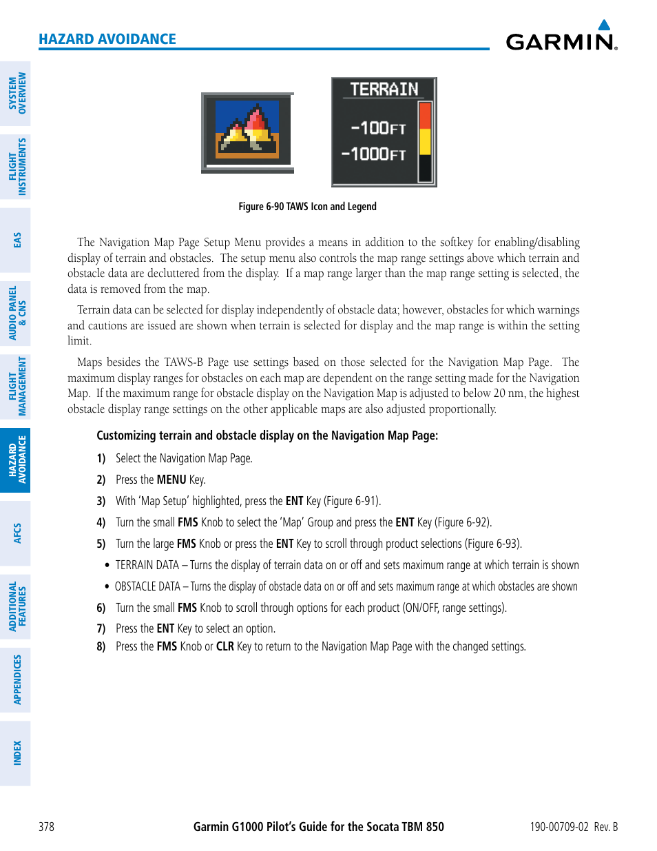 Hazard avoidance | Garmin G1000 Socata TBM 850 User Manual | Page 392 / 600