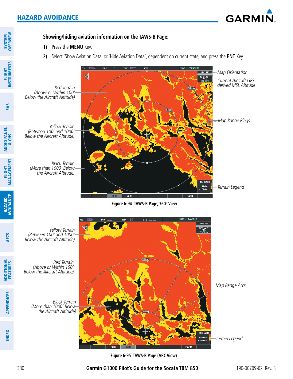 Hazard avoidance | Garmin G1000 Socata TBM 850 User Manual | Page 394 / 600