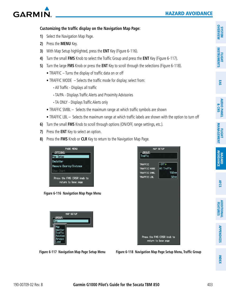 Hazard avoidance | Garmin G1000 Socata TBM 850 User Manual | Page 417 / 600