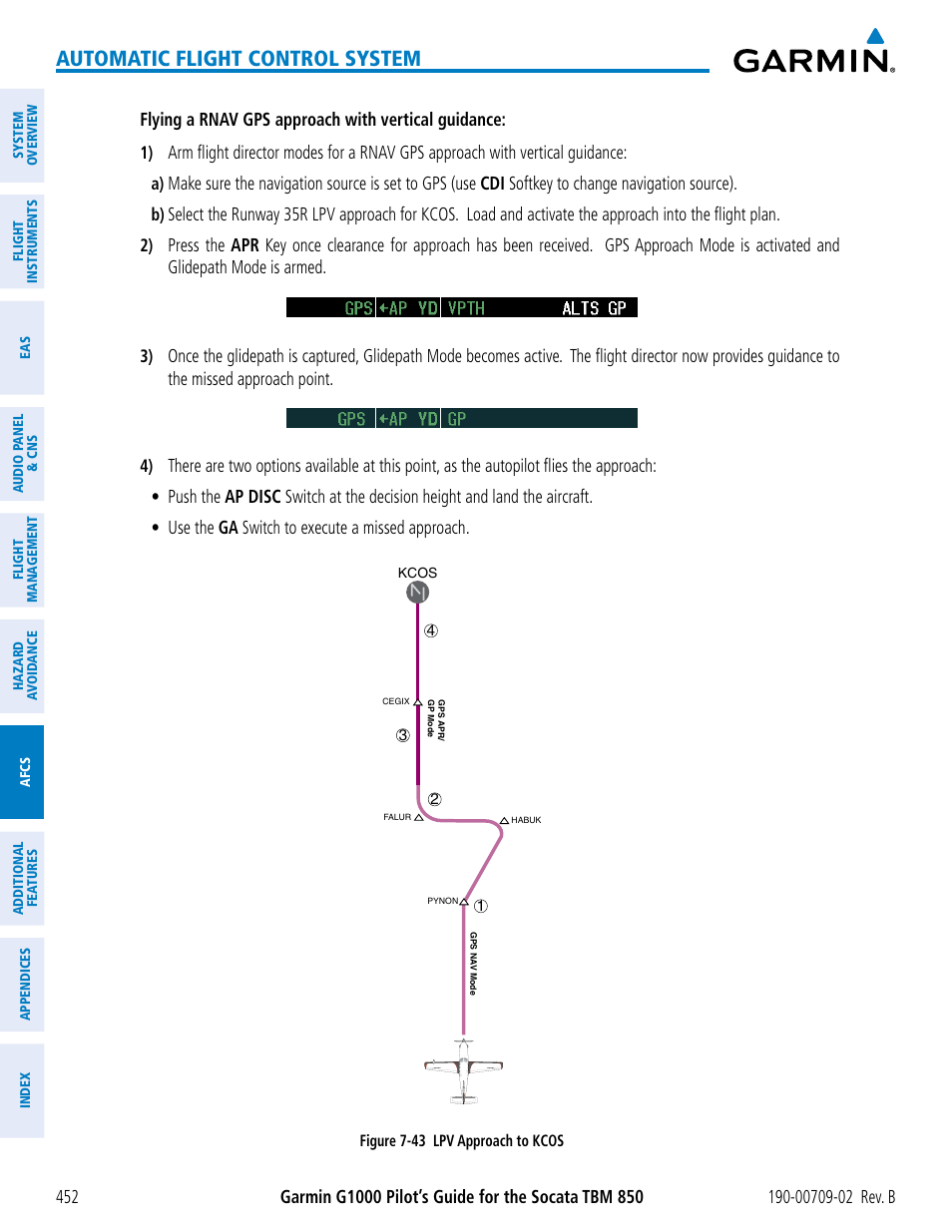 Automatic flight control system | Garmin G1000 Socata TBM 850 User Manual | Page 466 / 600