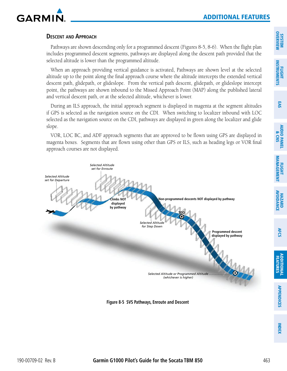 Additional features | Garmin G1000 Socata TBM 850 User Manual | Page 477 / 600