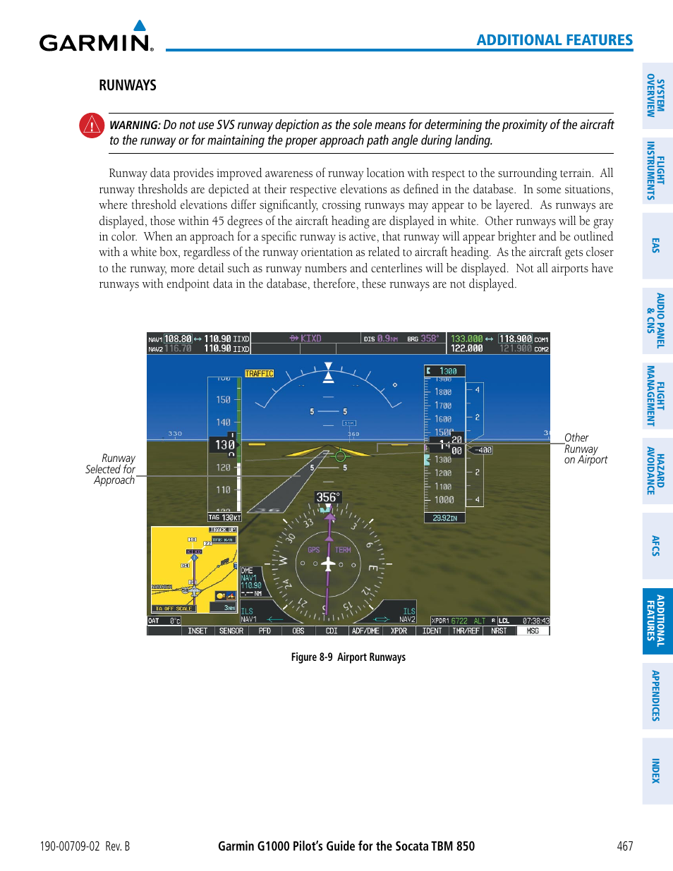 Additional features, Runways | Garmin G1000 Socata TBM 850 User Manual | Page 481 / 600