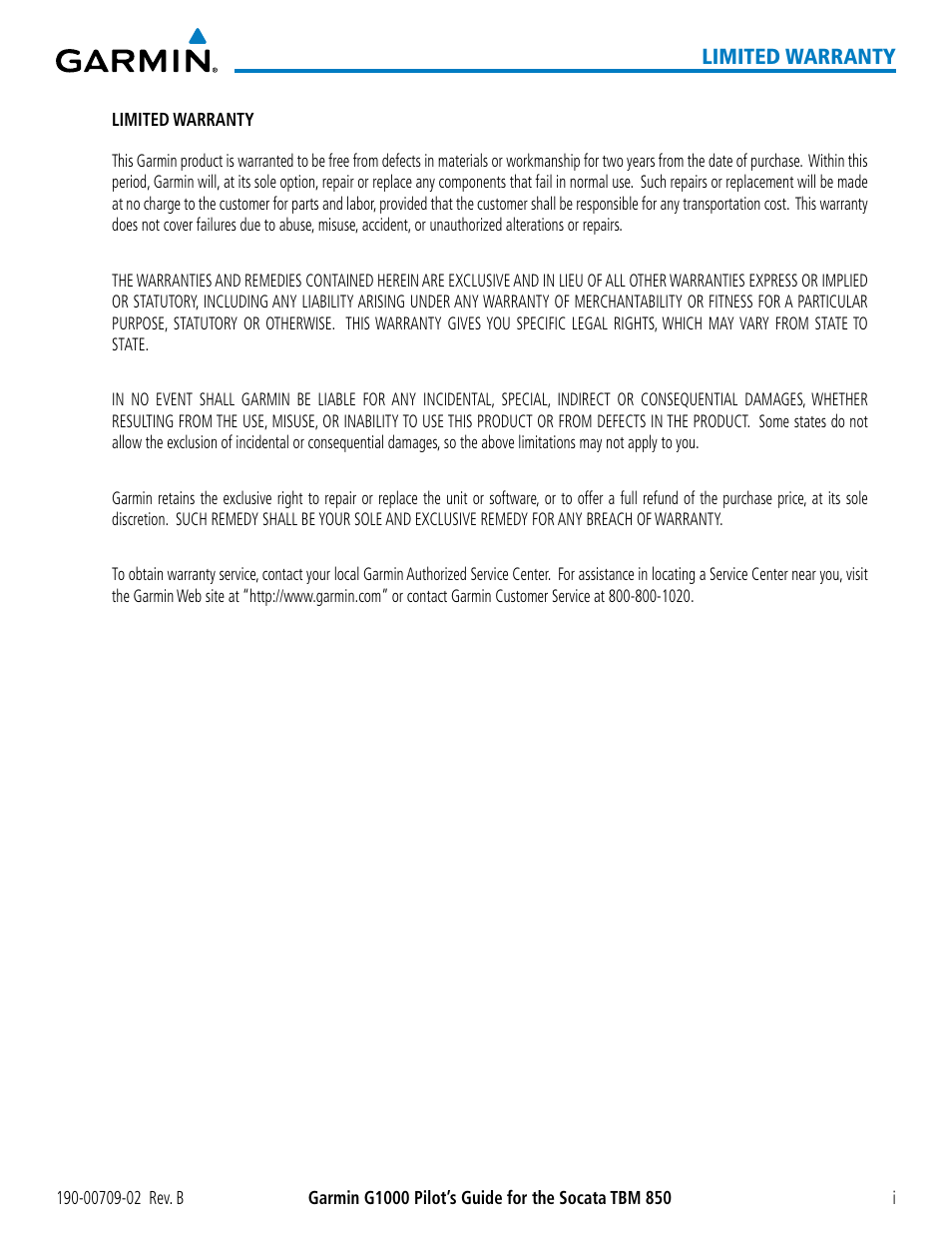 Garmin G1000 Socata TBM 850 User Manual | Page 5 / 600