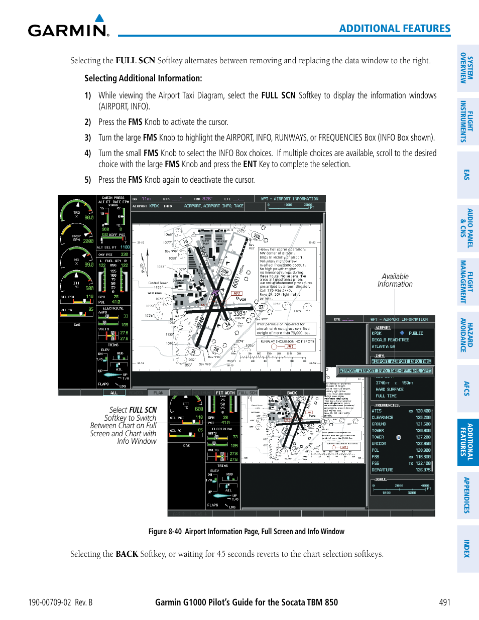 Additional features | Garmin G1000 Socata TBM 850 User Manual | Page 505 / 600