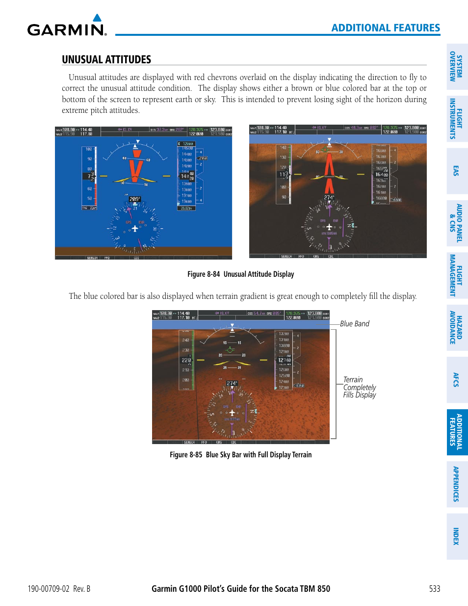 Unusual attitudes, Additional features | Garmin G1000 Socata TBM 850 User Manual | Page 547 / 600