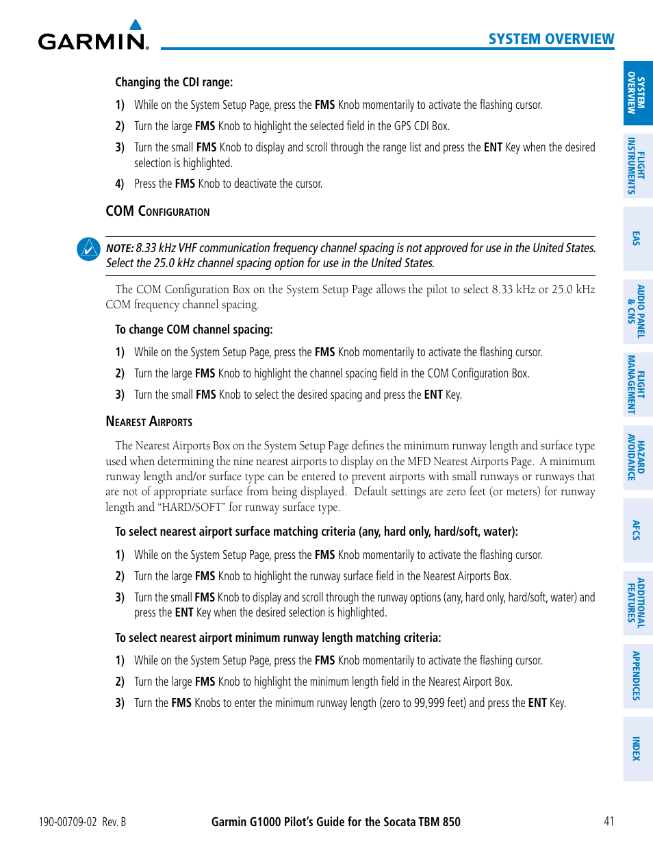 System overview, Com c | Garmin G1000 Socata TBM 850 User Manual | Page 55 / 600