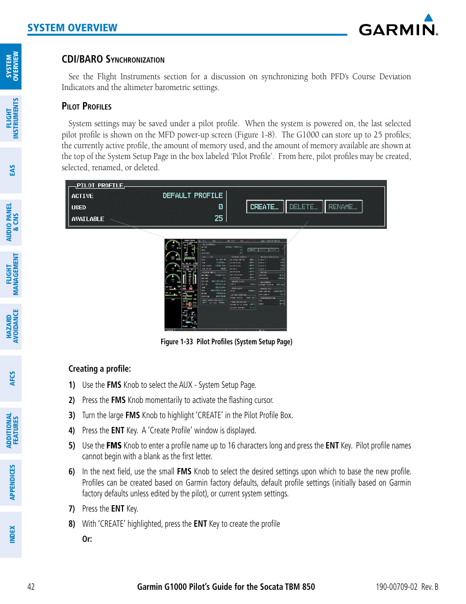 System overview, Cdi/baro s | Garmin G1000 Socata TBM 850 User Manual | Page 56 / 600