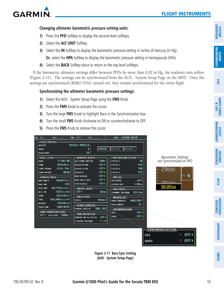 Flight instruments | Garmin G1000 Socata TBM 850 User Manual | Page 69 / 600