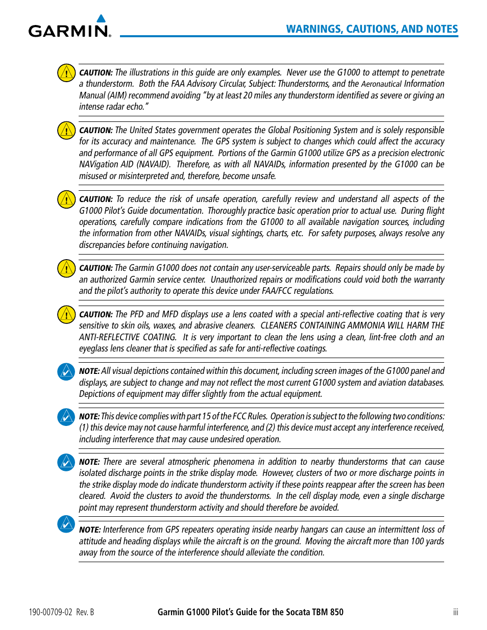 Garmin G1000 Socata TBM 850 User Manual | Page 7 / 600