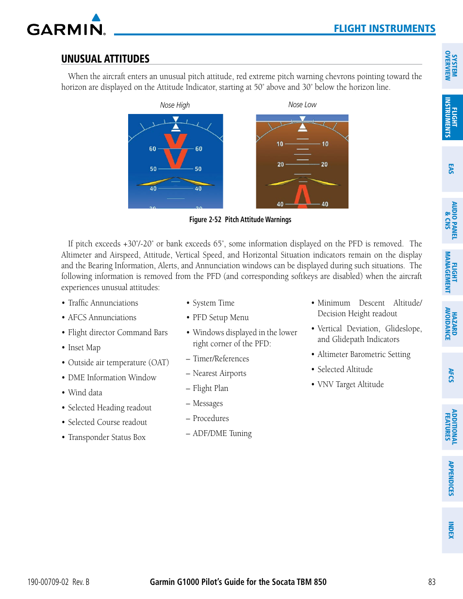 Unusual attitudes, Flight instruments | Garmin G1000 Socata TBM 850 User Manual | Page 97 / 600