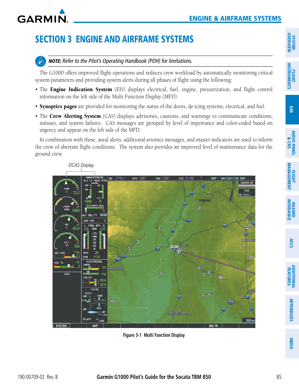 Section 3 engine and airframe systems, Engine & airframe systems | Garmin G1000 Socata TBM 850 User Manual | Page 99 / 600