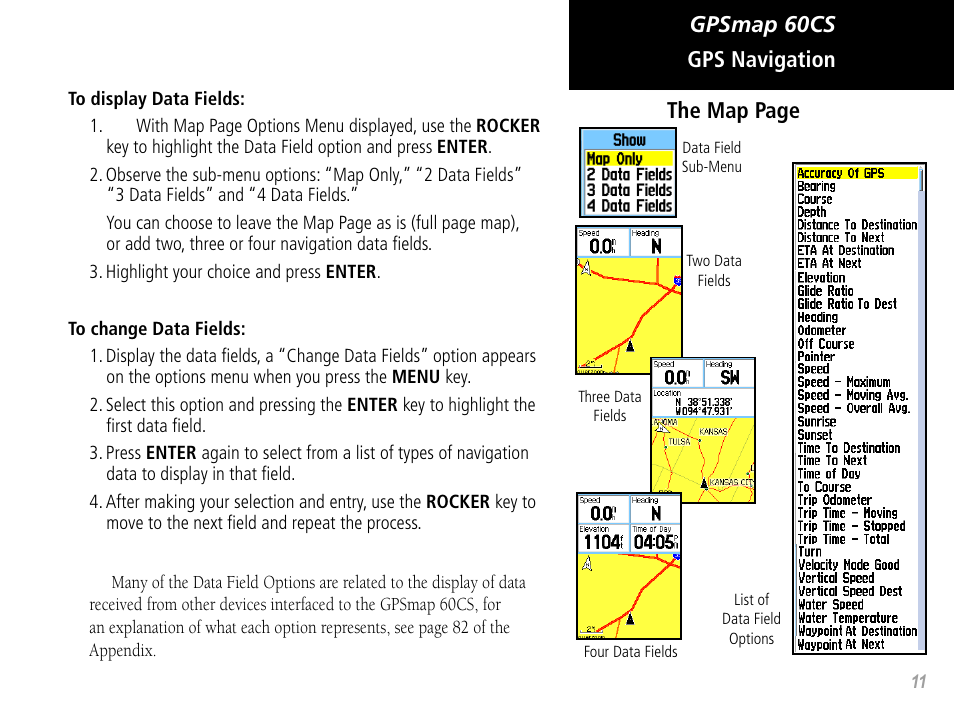 Gpsmap 60cs gps navigation the map page | Garmin GPSMAP 60CS User Manual | Page 21 / 108