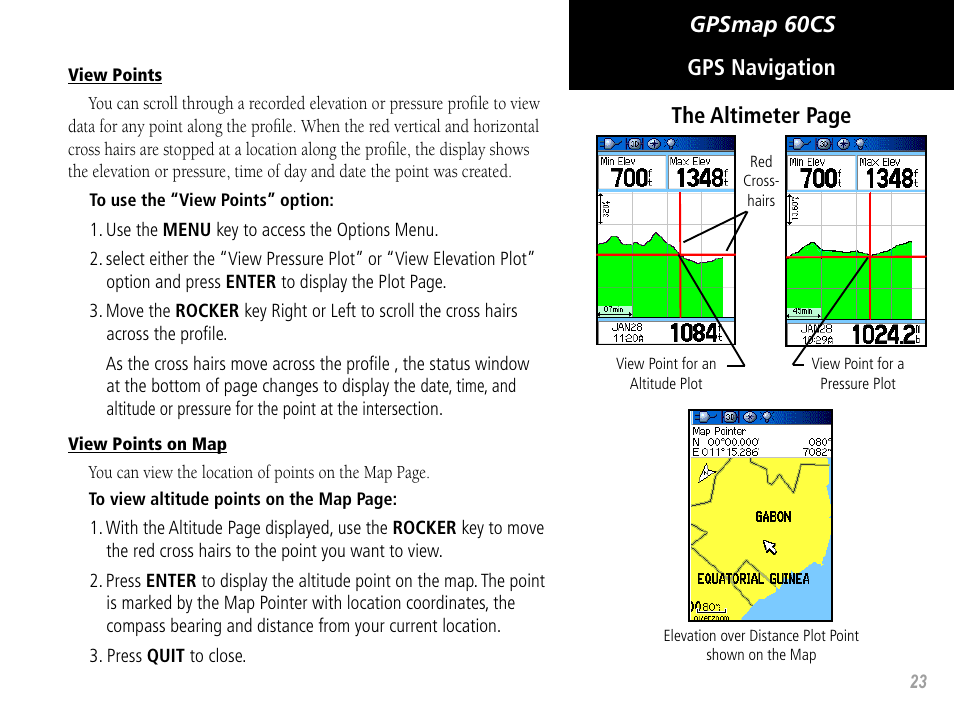 Gpsmap 60cs gps navigation the altimeter page | Garmin GPSMAP 60CS User Manual | Page 33 / 108