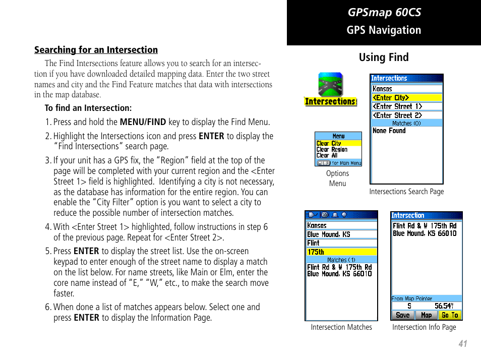 Gpsmap 60cs gps navigation using find | Garmin GPSMAP 60CS User Manual | Page 51 / 108