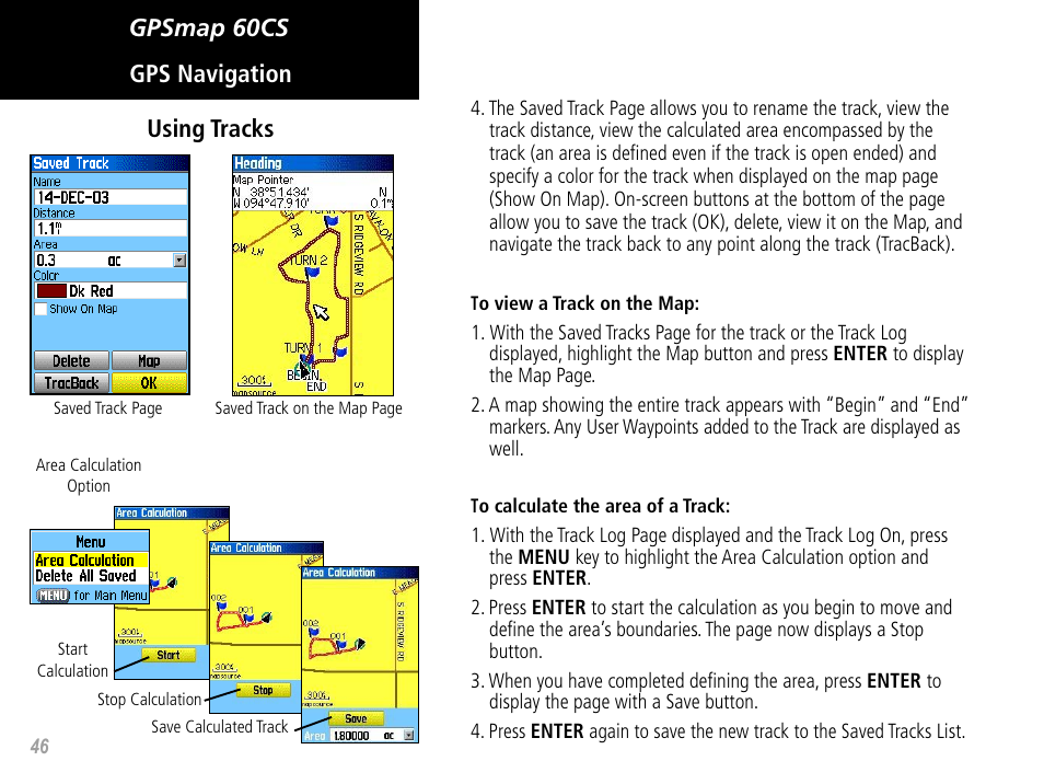 Gpsmap 60cs gps navigation using tracks | Garmin GPSMAP 60CS User Manual | Page 56 / 108