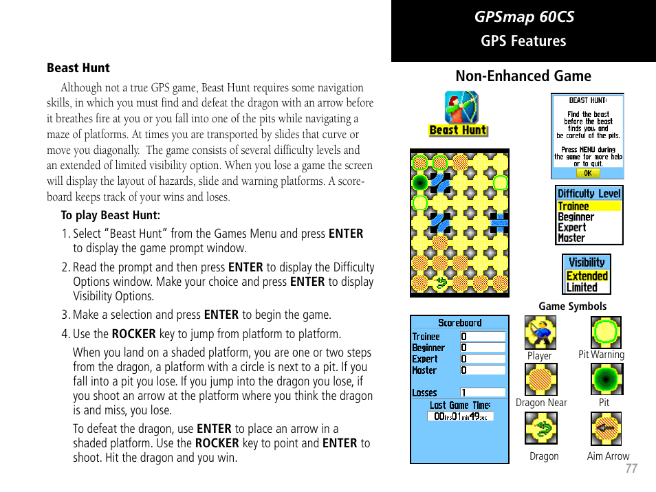 Gpsmap 60cs gps features, Non-enhanced game | Garmin GPSMAP 60CS User Manual | Page 87 / 108