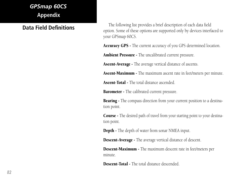 Garmin GPSMAP 60CS User Manual | Page 92 / 108