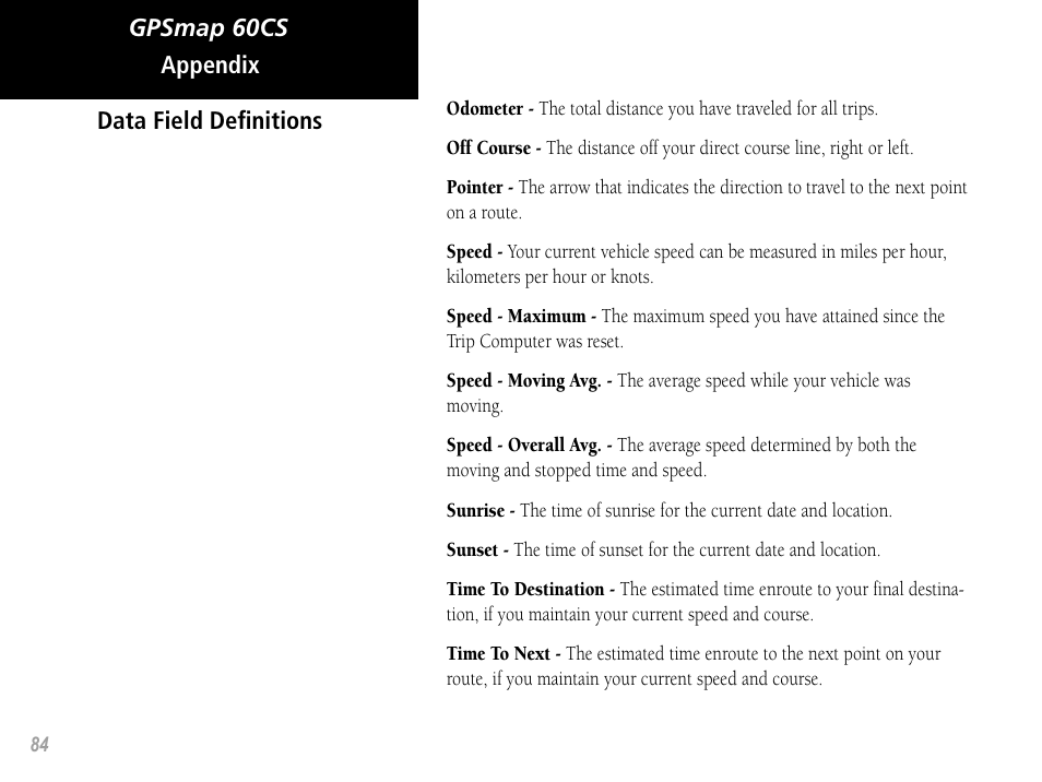 Garmin GPSMAP 60CS User Manual | Page 94 / 108