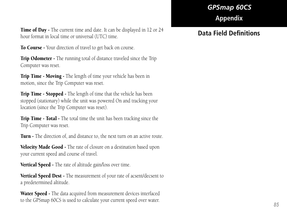 Garmin GPSMAP 60CS User Manual | Page 95 / 108