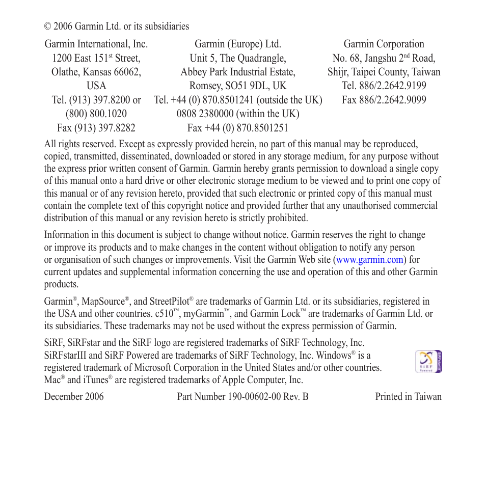Garmin StreetPilot  c510 User Manual | Page 2 / 44