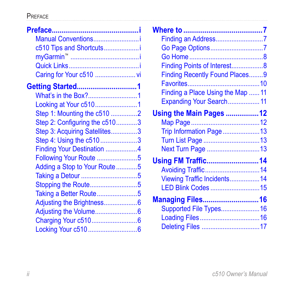 Garmin StreetPilot  c510 User Manual | Page 4 / 44