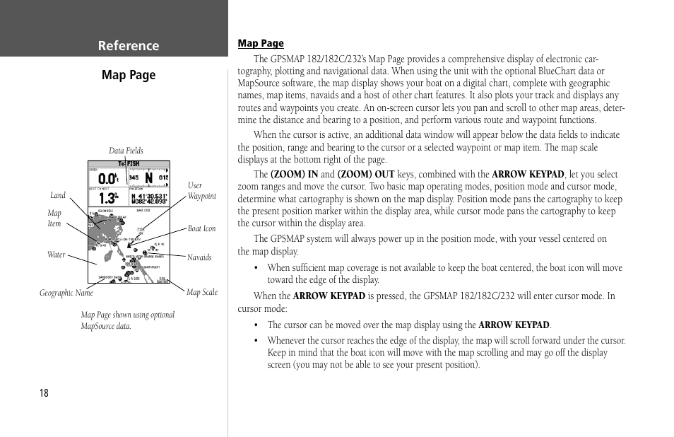 Reference map page | Garmin GPSMAP 232 User Manual | Page 28 / 104