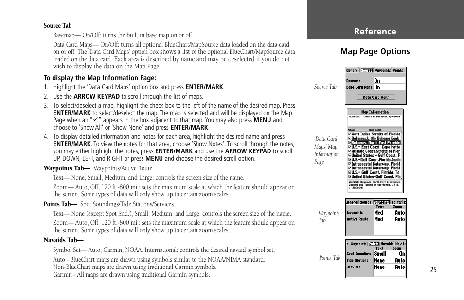 Reference map page options | Garmin GPSMAP 232 User Manual | Page 35 / 104