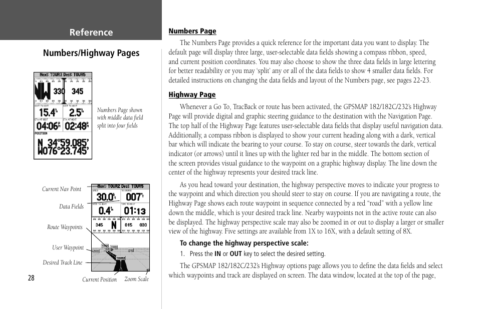 Reference numbers/highway pages | Garmin GPSMAP 232 User Manual | Page 38 / 104