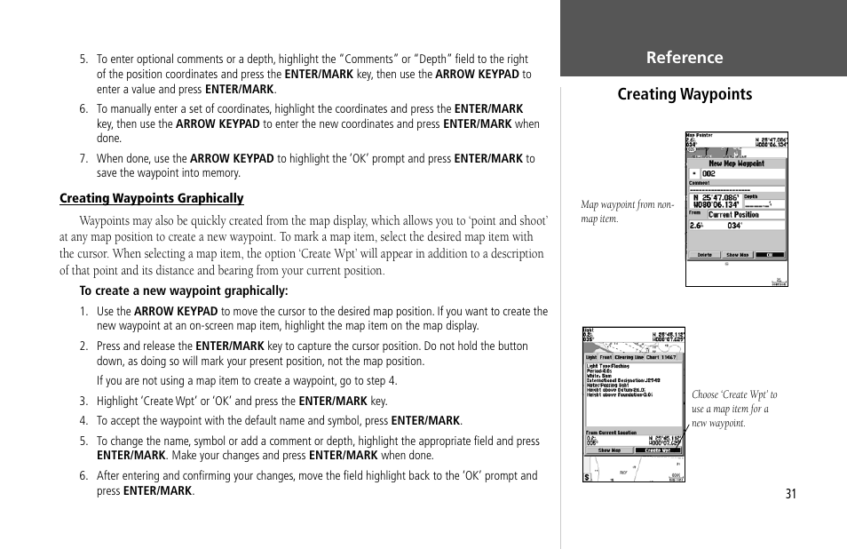 Reference creating waypoints | Garmin GPSMAP 232 User Manual | Page 41 / 104