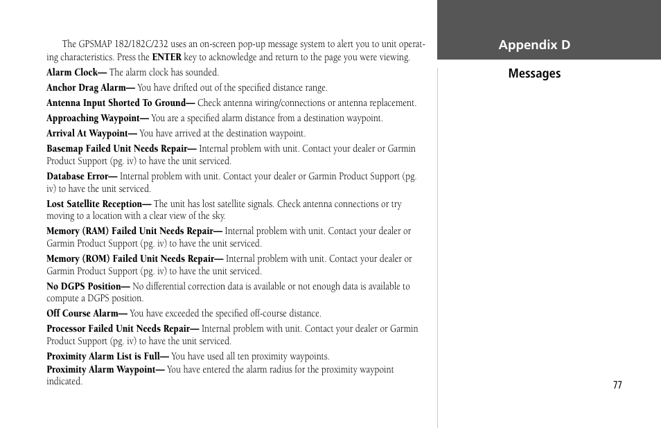 Garmin GPSMAP 232 User Manual | Page 87 / 104