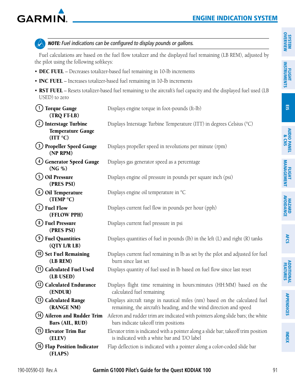 Engine indication system | Garmin G1000 Quest Kodiak User Manual | Page 103 / 502