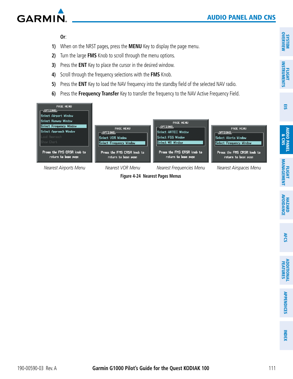 Audio panel and cns | Garmin G1000 Quest Kodiak User Manual | Page 123 / 502