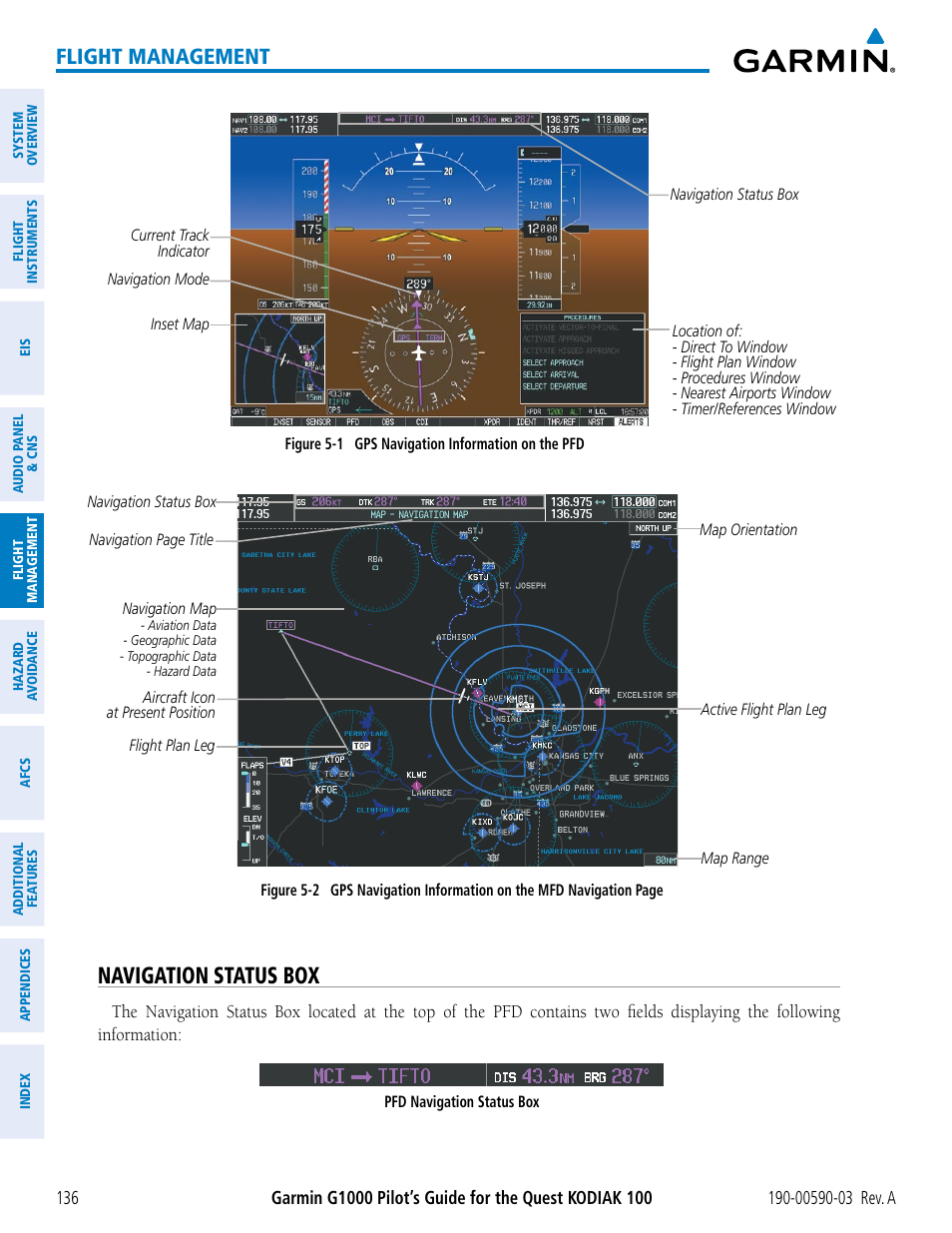 Navigation status box, Flight management | Garmin G1000 Quest Kodiak User Manual | Page 148 / 502