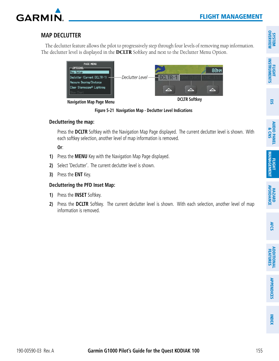 Flight management, Map declutter | Garmin G1000 Quest Kodiak User Manual | Page 167 / 502