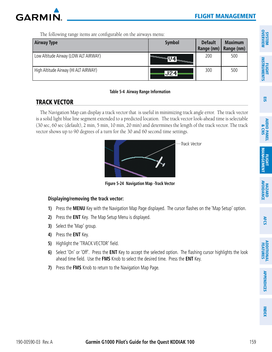 Track vector, Flight management | Garmin G1000 Quest Kodiak User Manual | Page 171 / 502