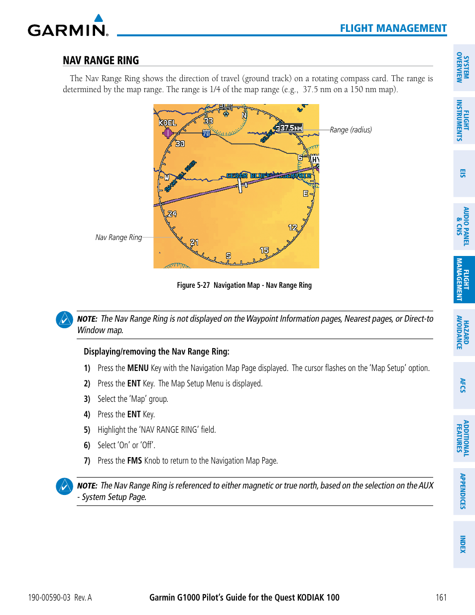 Nav range ring, Flight management | Garmin G1000 Quest Kodiak User Manual | Page 173 / 502