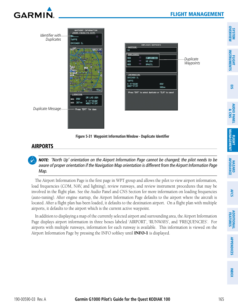 Airports, Flight management | Garmin G1000 Quest Kodiak User Manual | Page 177 / 502