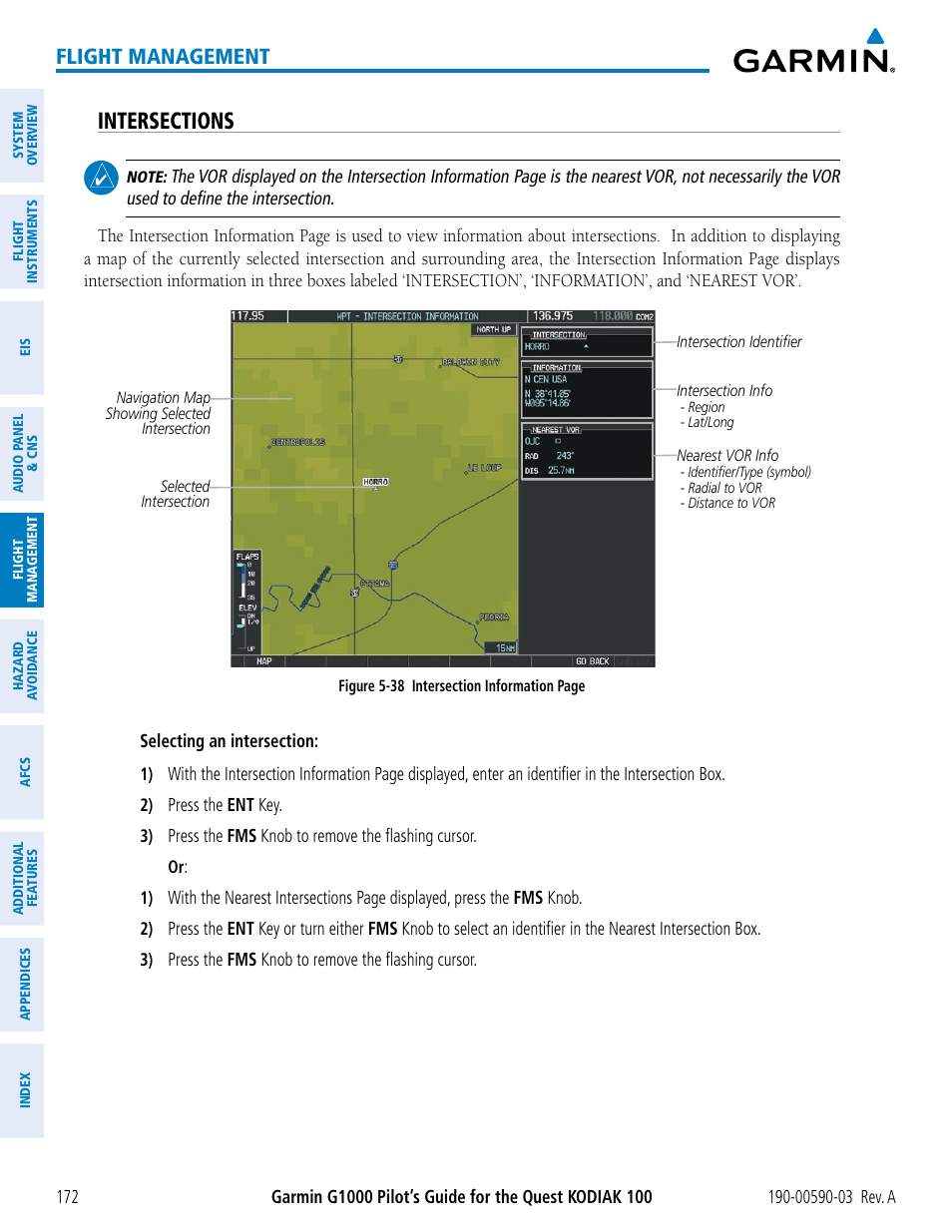 Intersections, Flight management | Garmin G1000 Quest Kodiak User Manual | Page 184 / 502