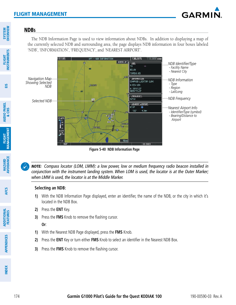 Ndbs, Flight management | Garmin G1000 Quest Kodiak User Manual | Page 186 / 502