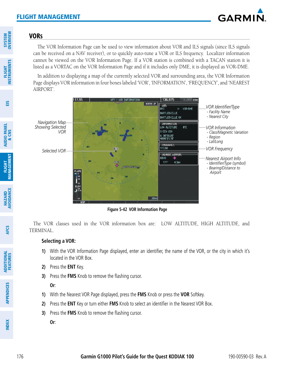 Vors, Flight management | Garmin G1000 Quest Kodiak User Manual | Page 188 / 502