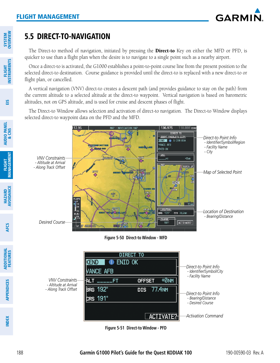 5 direct-to-navigation, Flight management | Garmin G1000 Quest Kodiak User Manual | Page 200 / 502