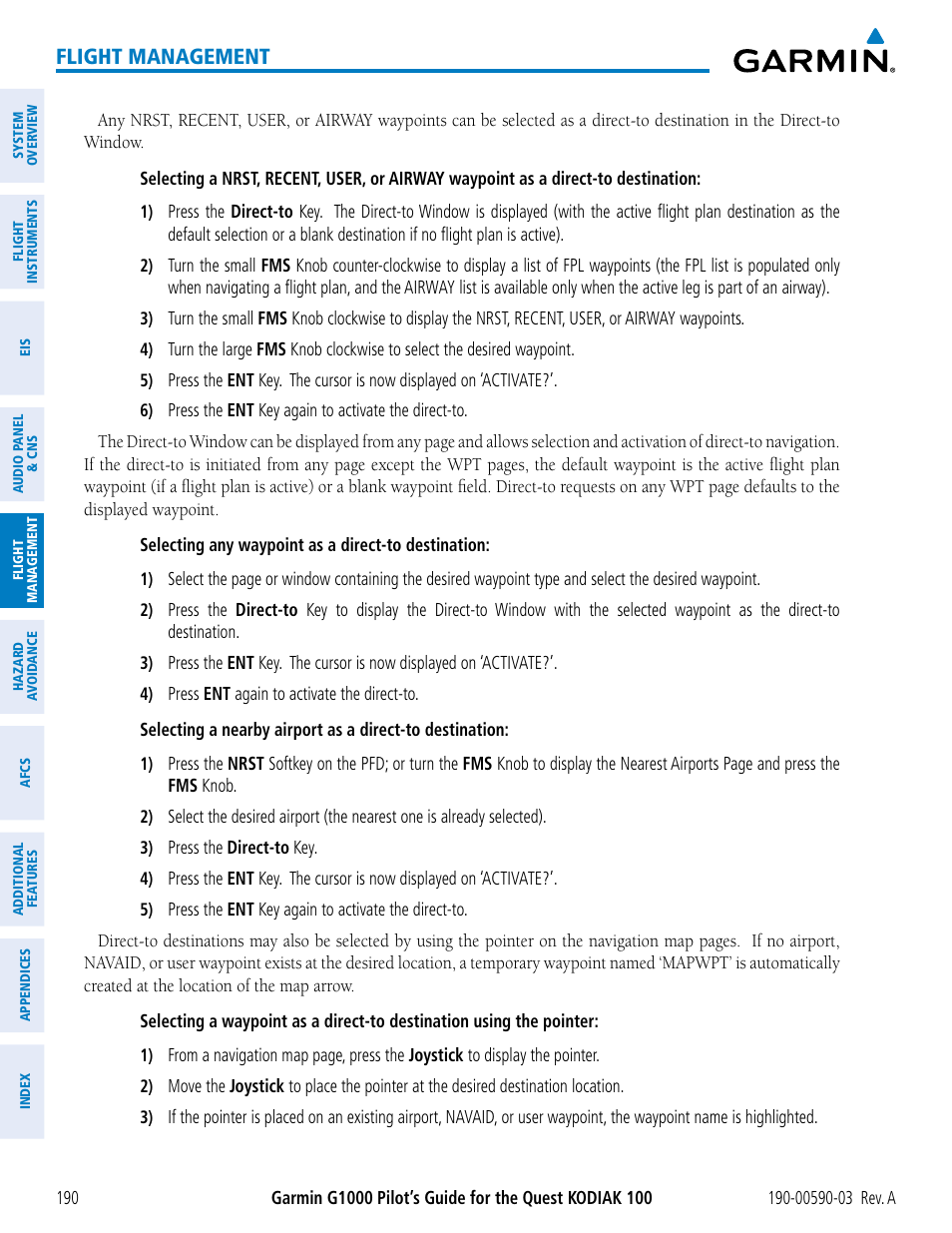 Flight management | Garmin G1000 Quest Kodiak User Manual | Page 202 / 502