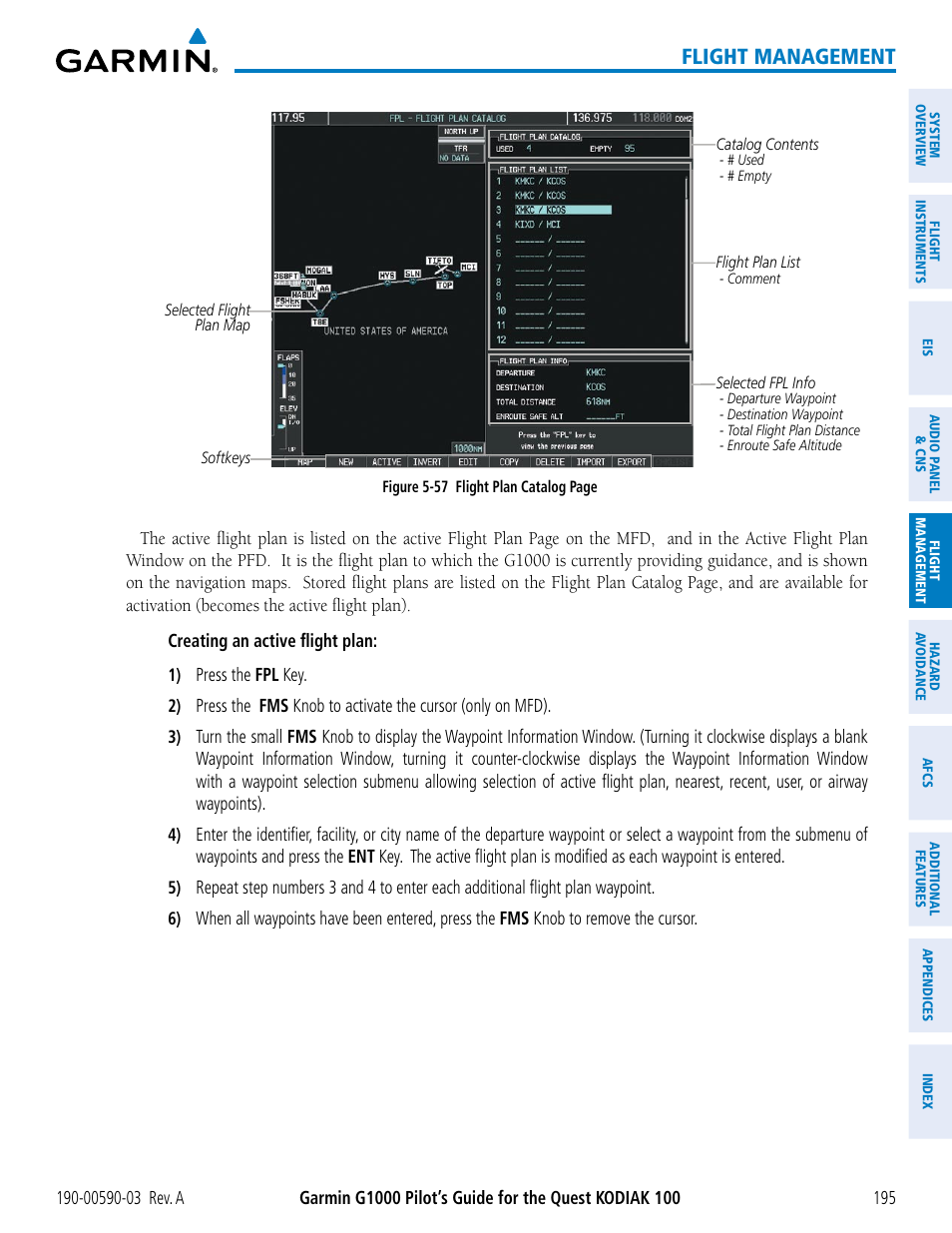 Flight management | Garmin G1000 Quest Kodiak User Manual | Page 207 / 502