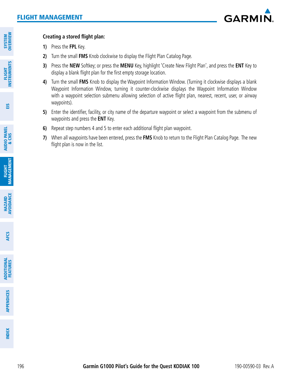 Flight management | Garmin G1000 Quest Kodiak User Manual | Page 208 / 502